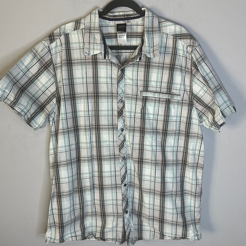 The north face blue white plaid button down shirt xxl